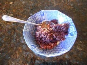 Rich delicious sticky black rice pudding