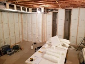 A basement being renovated