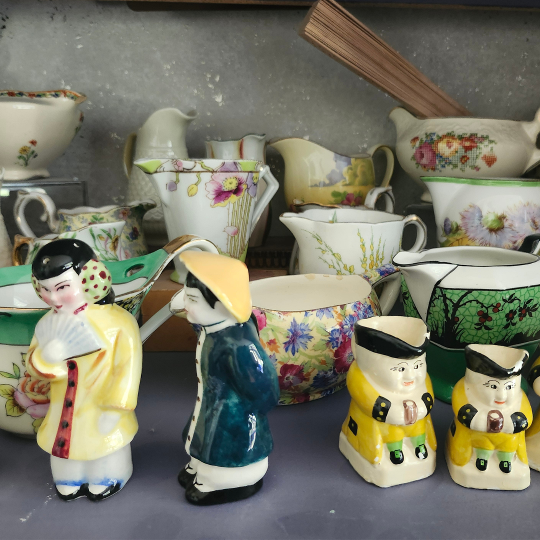 Showcase a home's style with a collection of yellow and green creamers