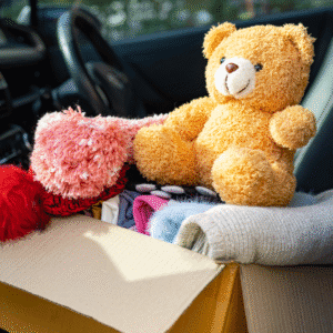 Teddy Bear and other items being donated