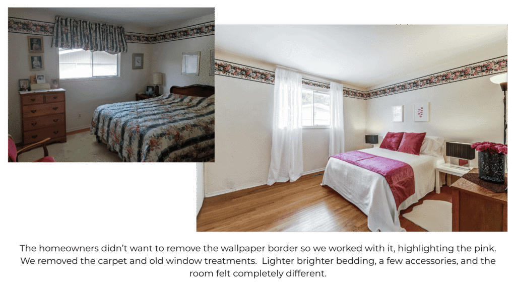 Pink bedroom gets staged