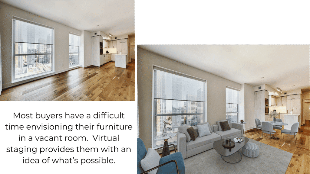 Virtual home staging helps buyers see potential in a vacant space
