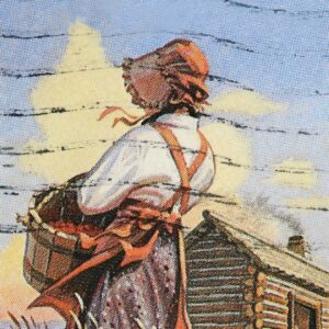 Picture of a pioneer woman holding a basket