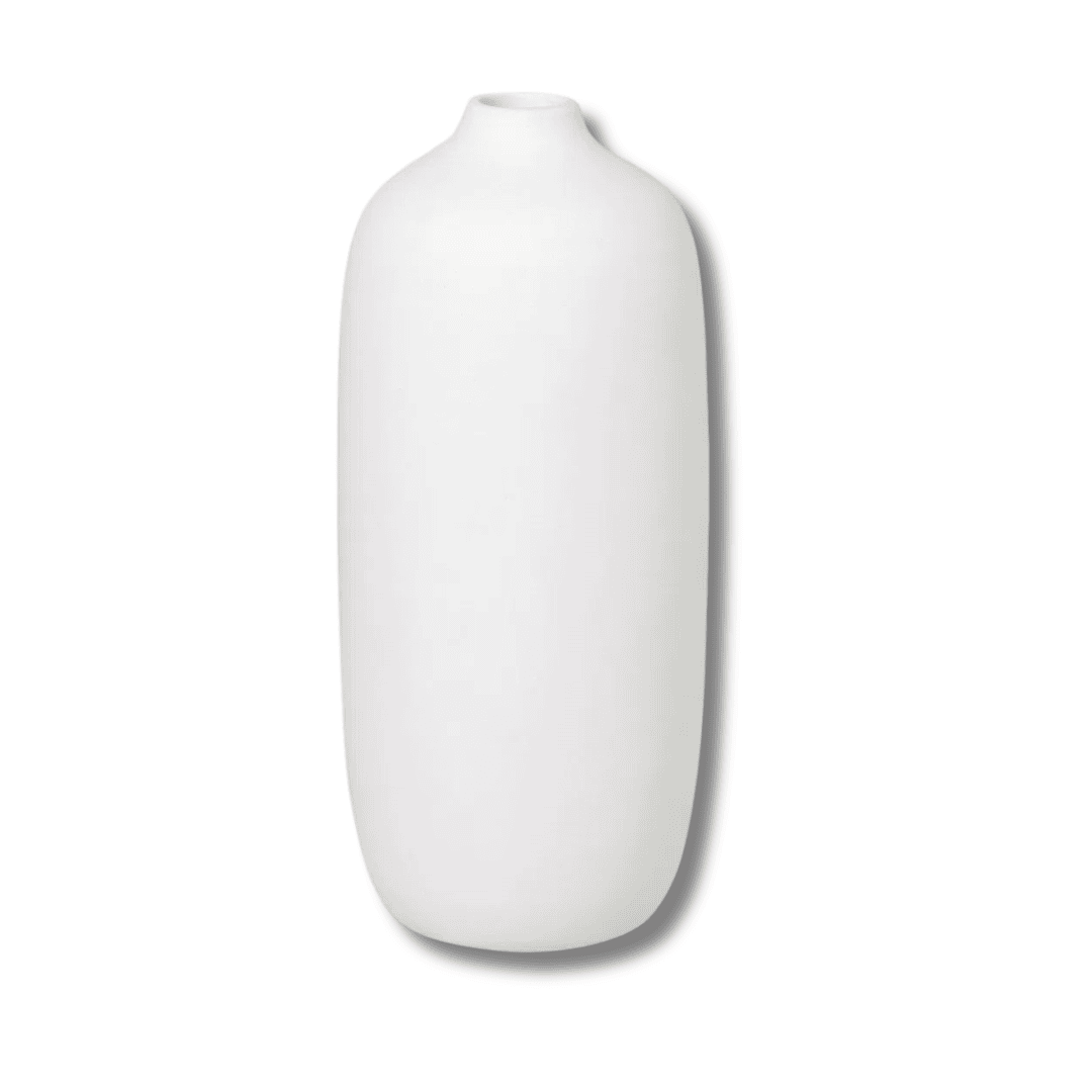 Minimal matte white ceramic vase with organic modern shape