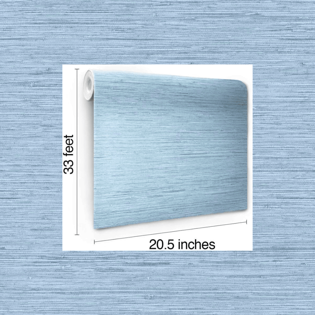 Blue faux grasscloth wallpaper with raised texture and a coastal feel. Durable and easy to install.