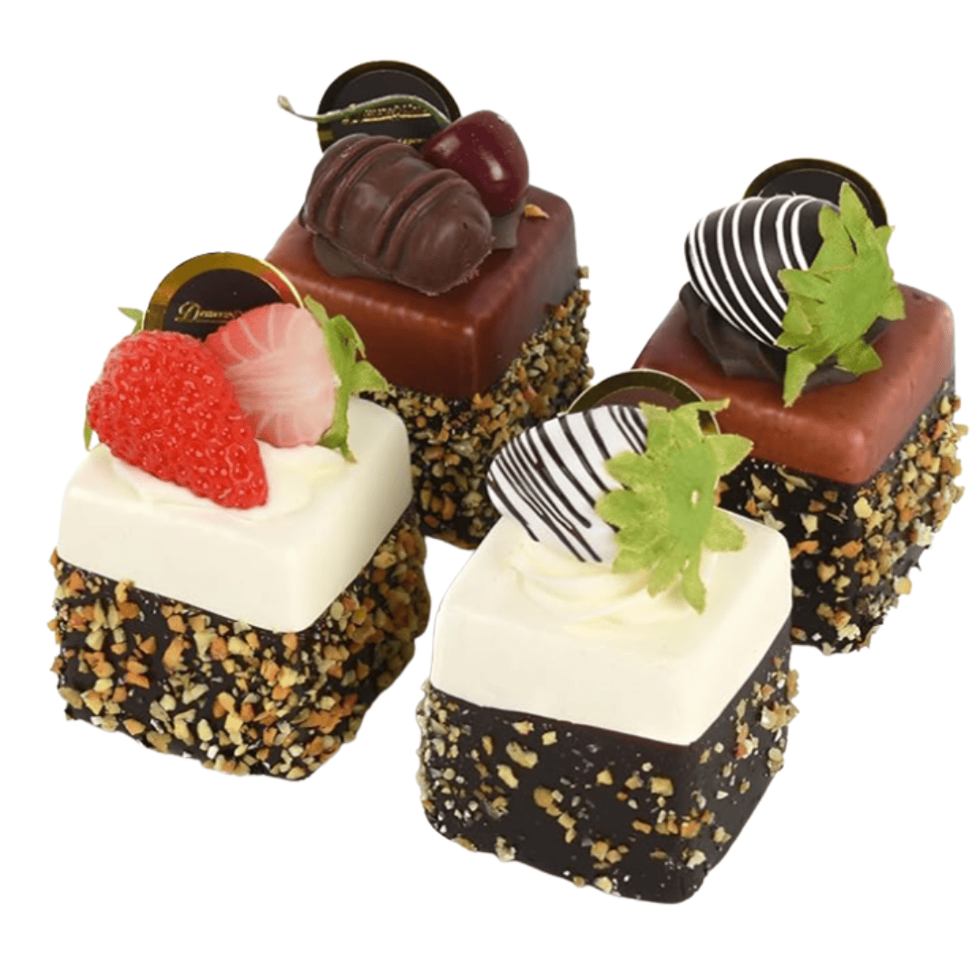 Realistic decorative petit-fours that add a charming, bakery-style touch to tiered trays, dessert stands, and styled kitchen vignettes.