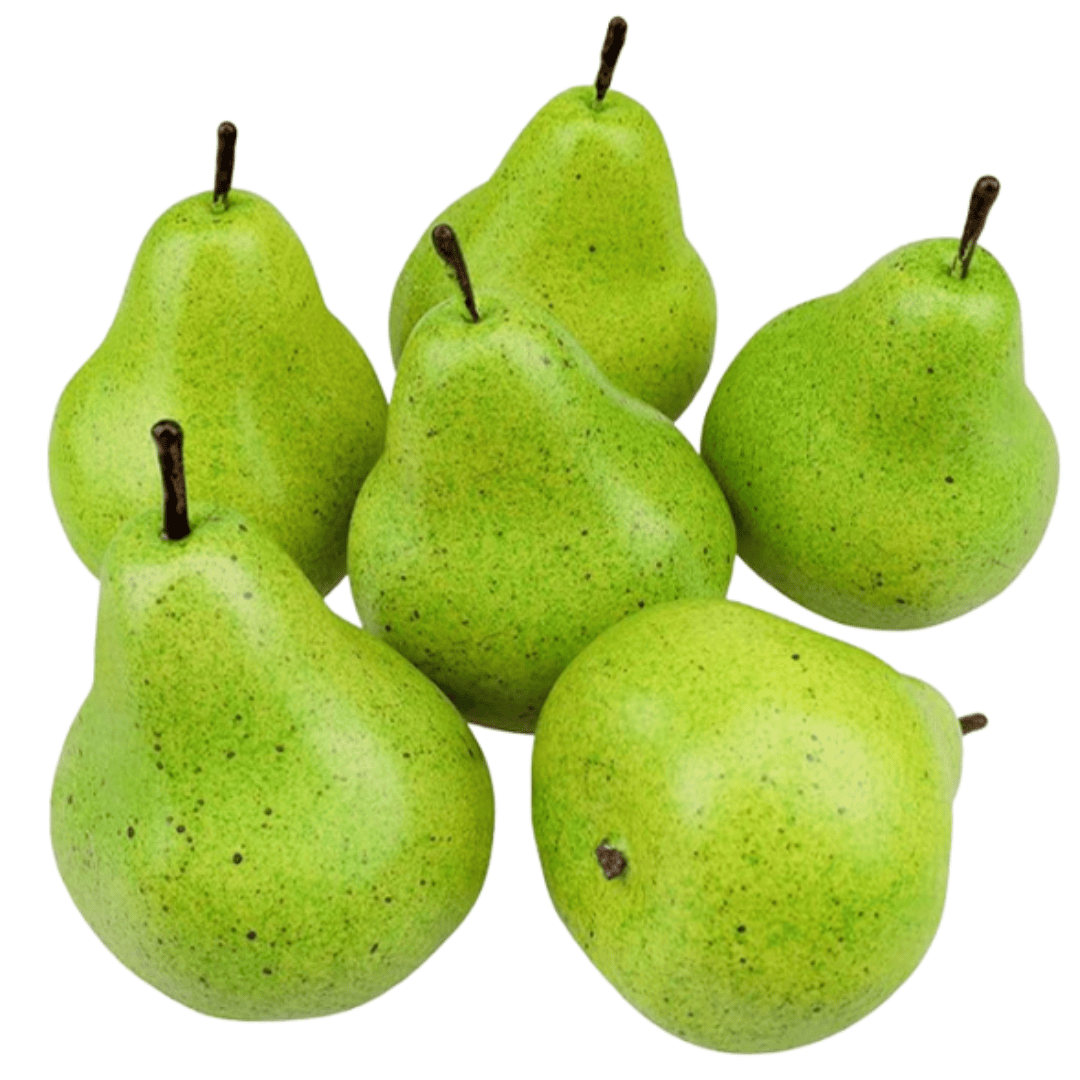 Lifelike foam pears with soft green tones — perfect for adding a fresh, natural touch to bowls, trays, and kitchen displays.