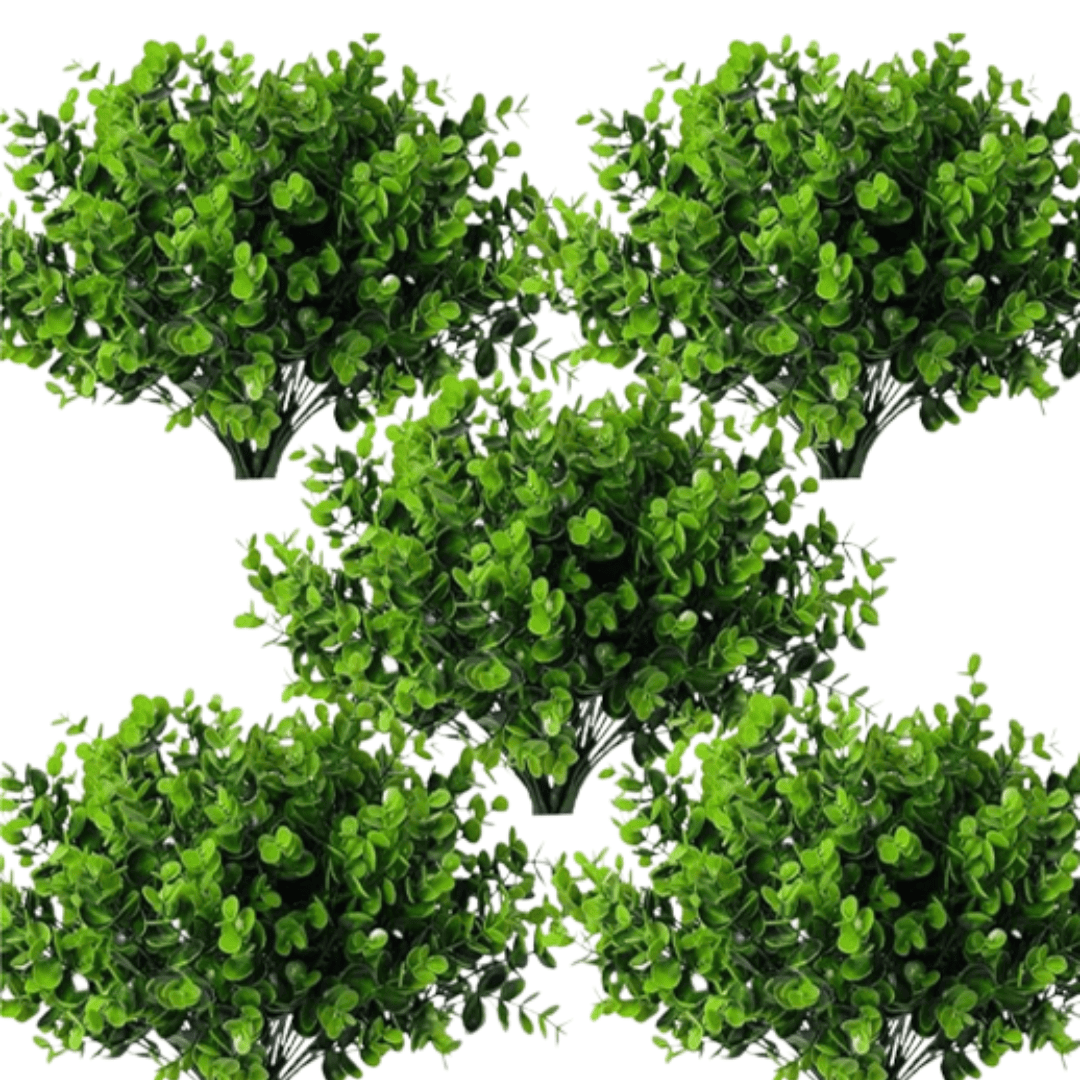 Lush, UV-resistant eucalyptus stems that add soft texture and natural freshness to vases, trays, and kitchen counter displays.