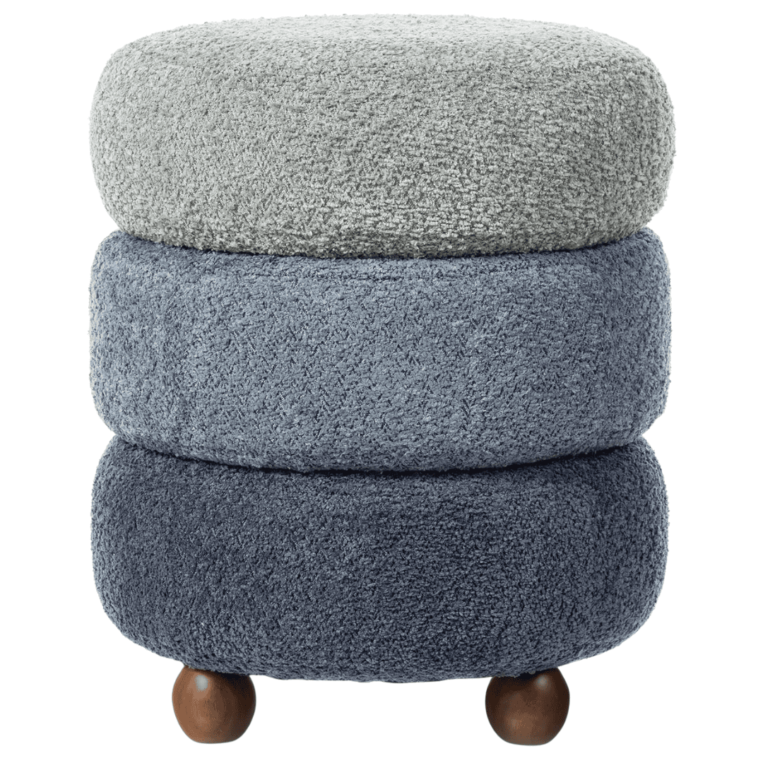 Chenille Blue storage ottoman