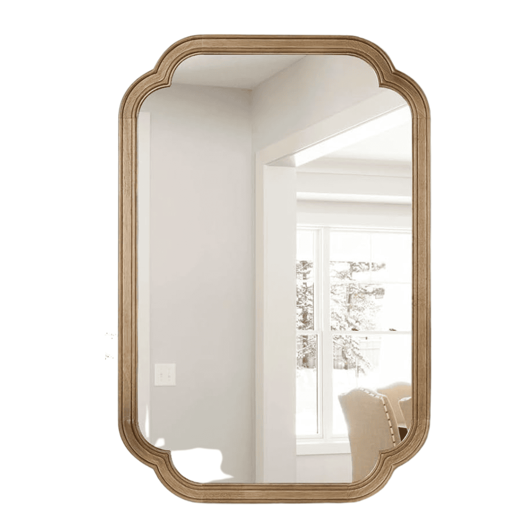Light wood arched mirror with soft rounded corners. A warm, modern accent that brightens any space.