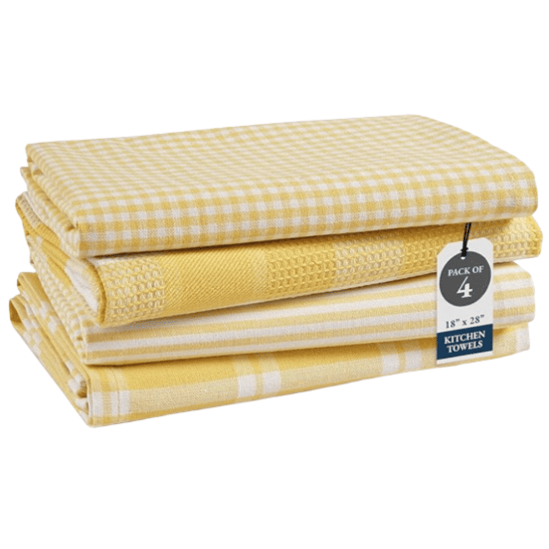 Soft, absorbent 100% cotton towels that add a sunny pop of colour while keeping your kitchen practical and polished.