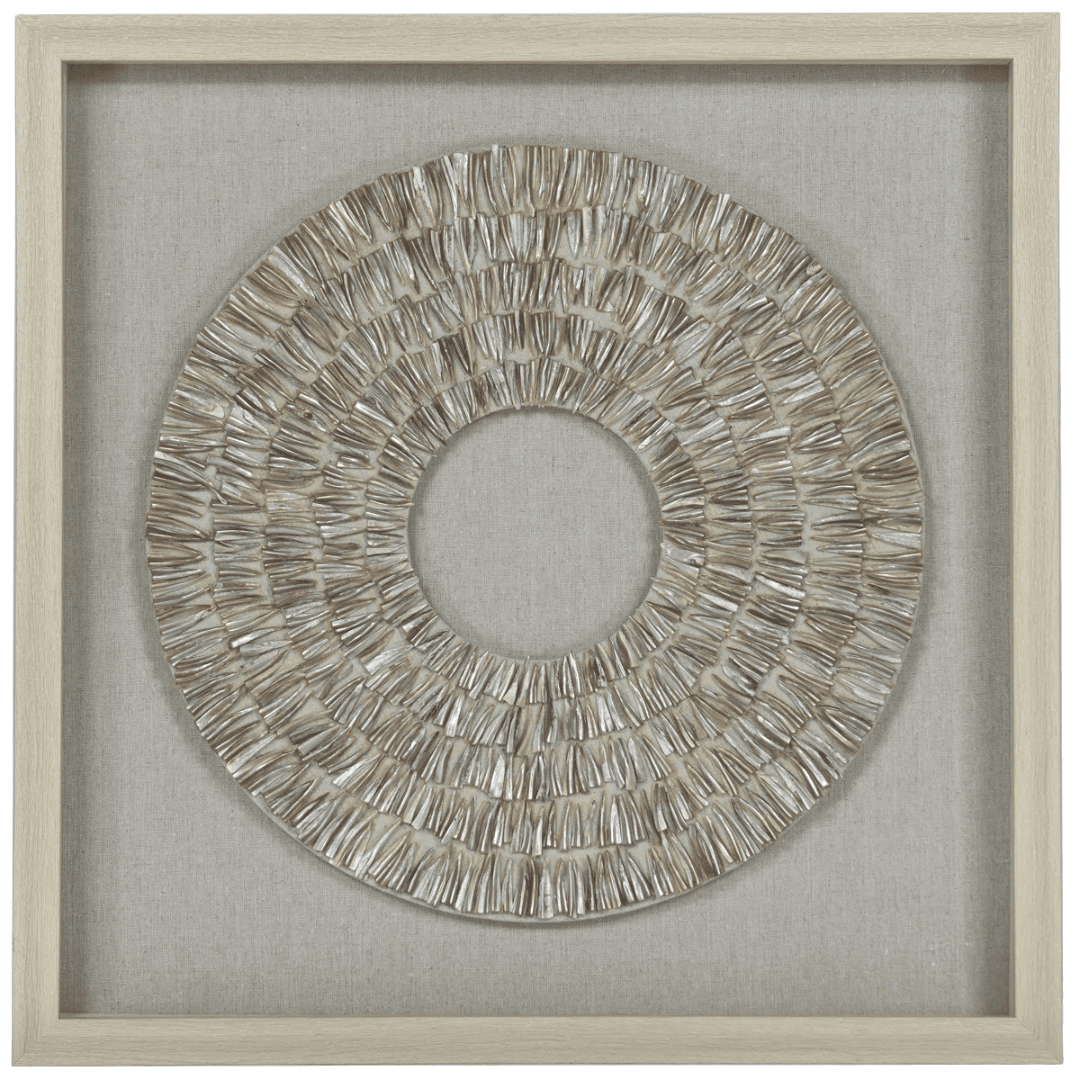 Handcrafted oyster shell wall art with organic texture