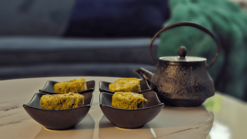Tea setting with simple dishes representing Ma, the Japanese philosophy of space, restraint, and thoughtful living.