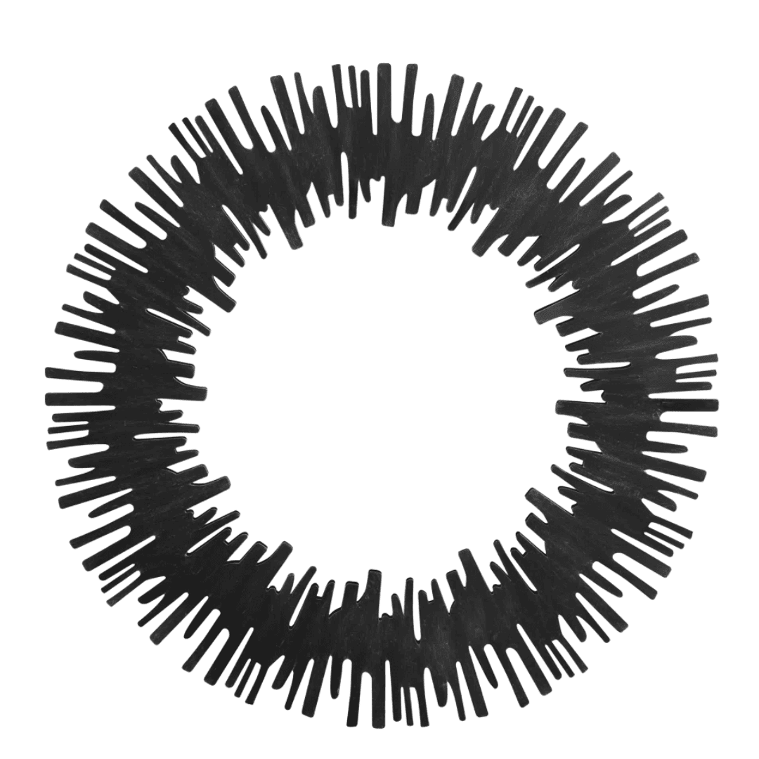 Black Sunburst Sunburst mirror creates bold texture and visual focus.