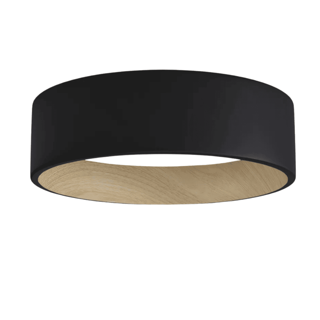 Light Fixture Minimal flush-mount lighting with warm interior detail.