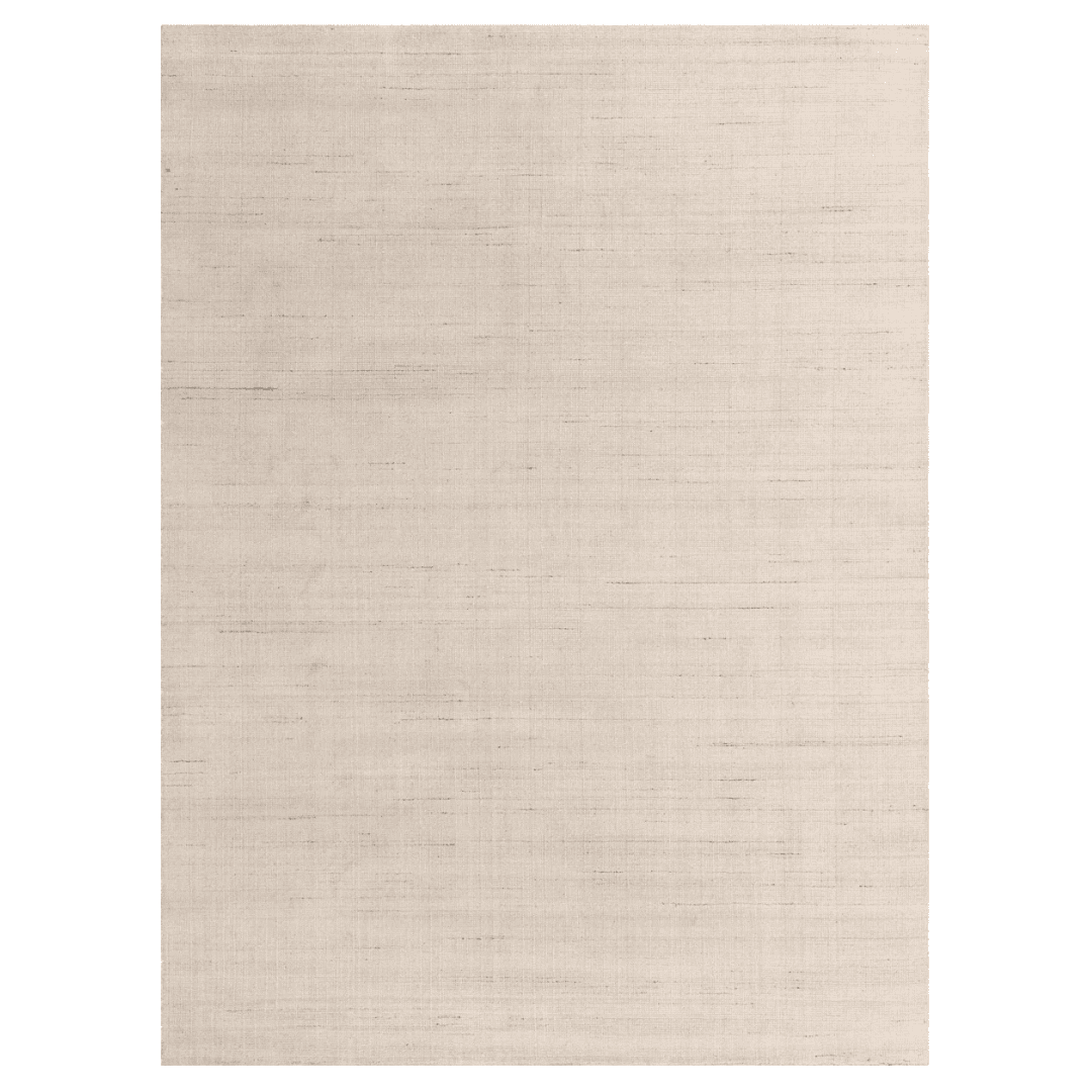 Rug Soft ivory wool rug with subtle stripe and texture.