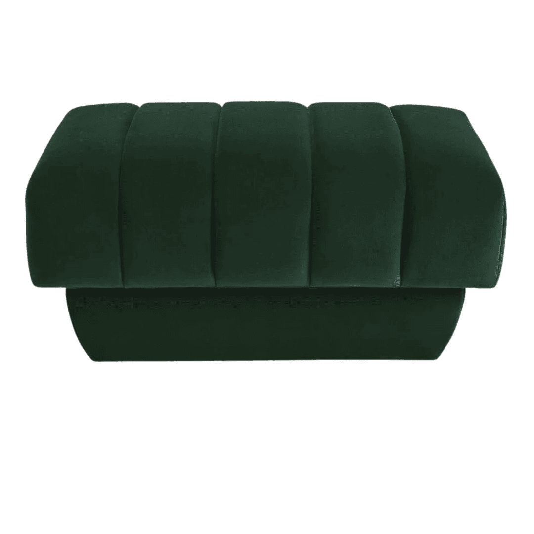 Upholstered ottoman providing extra seating and visual softness