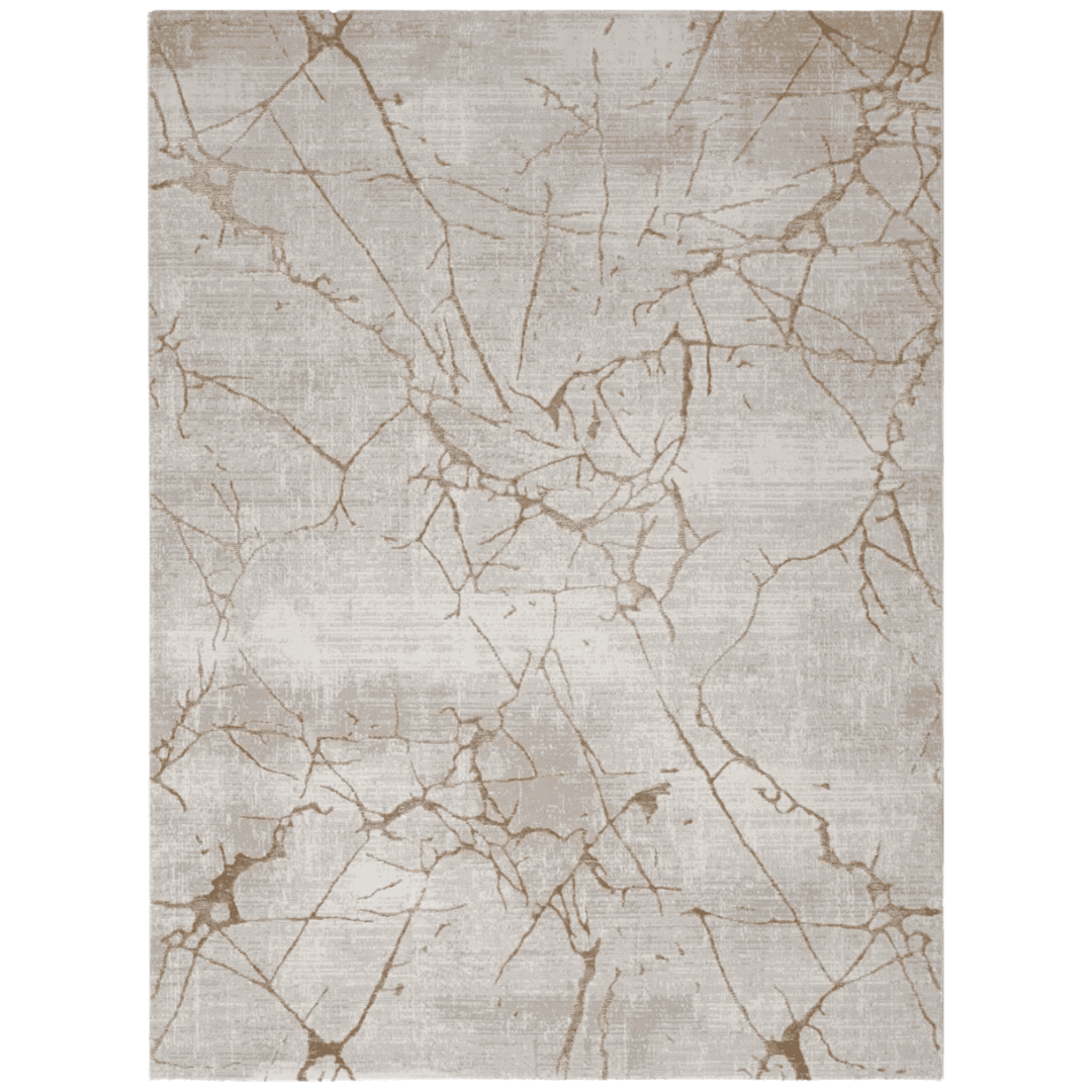 Soft neutral rug with subtle gold veining and texture