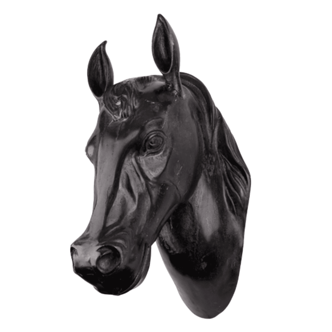 Vintage 1960s French ebony horse head wall bust sculpture