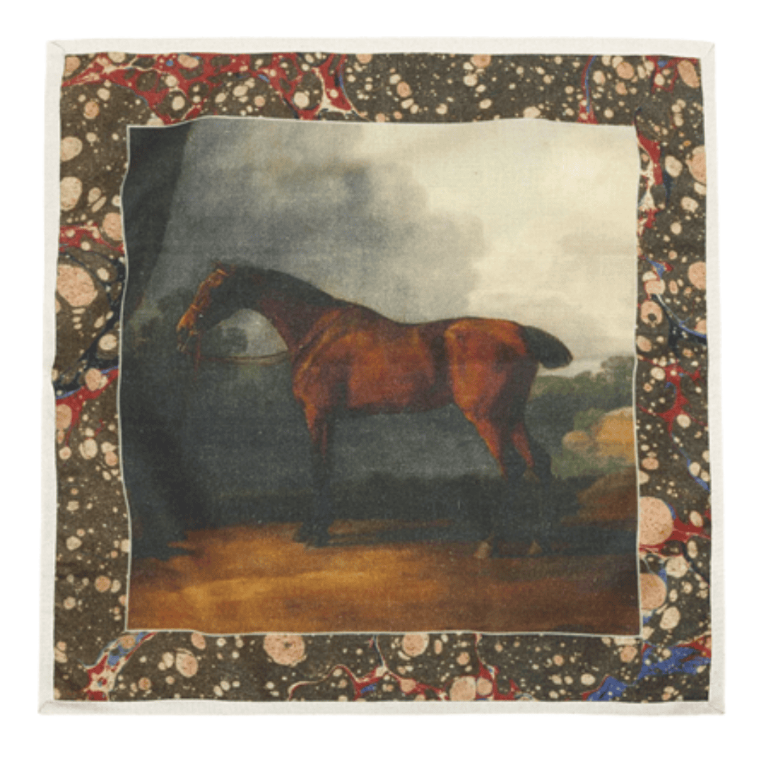 Thoroughbred horse printed dinner napkins set