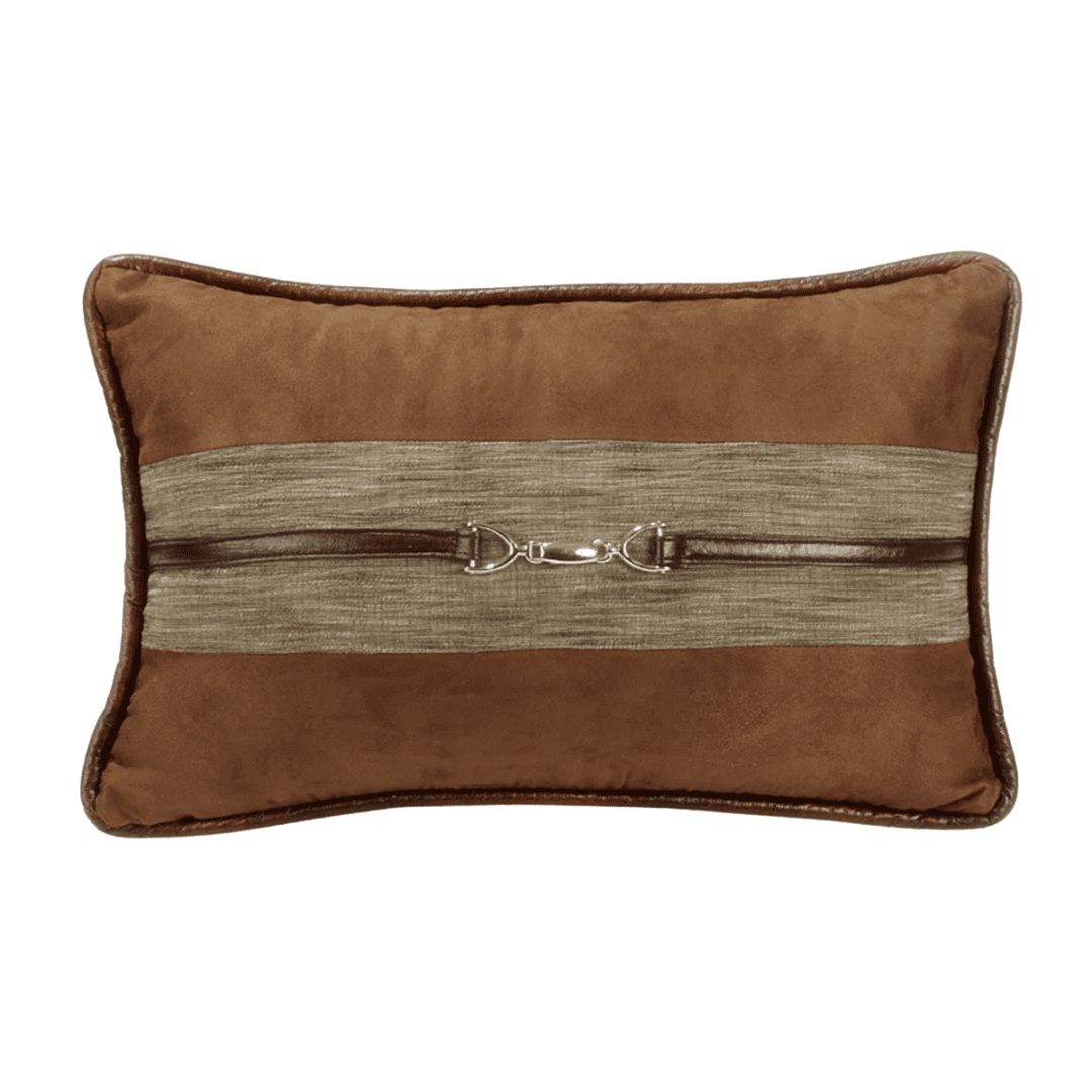 Olive brown suede buckle lumbar pillow