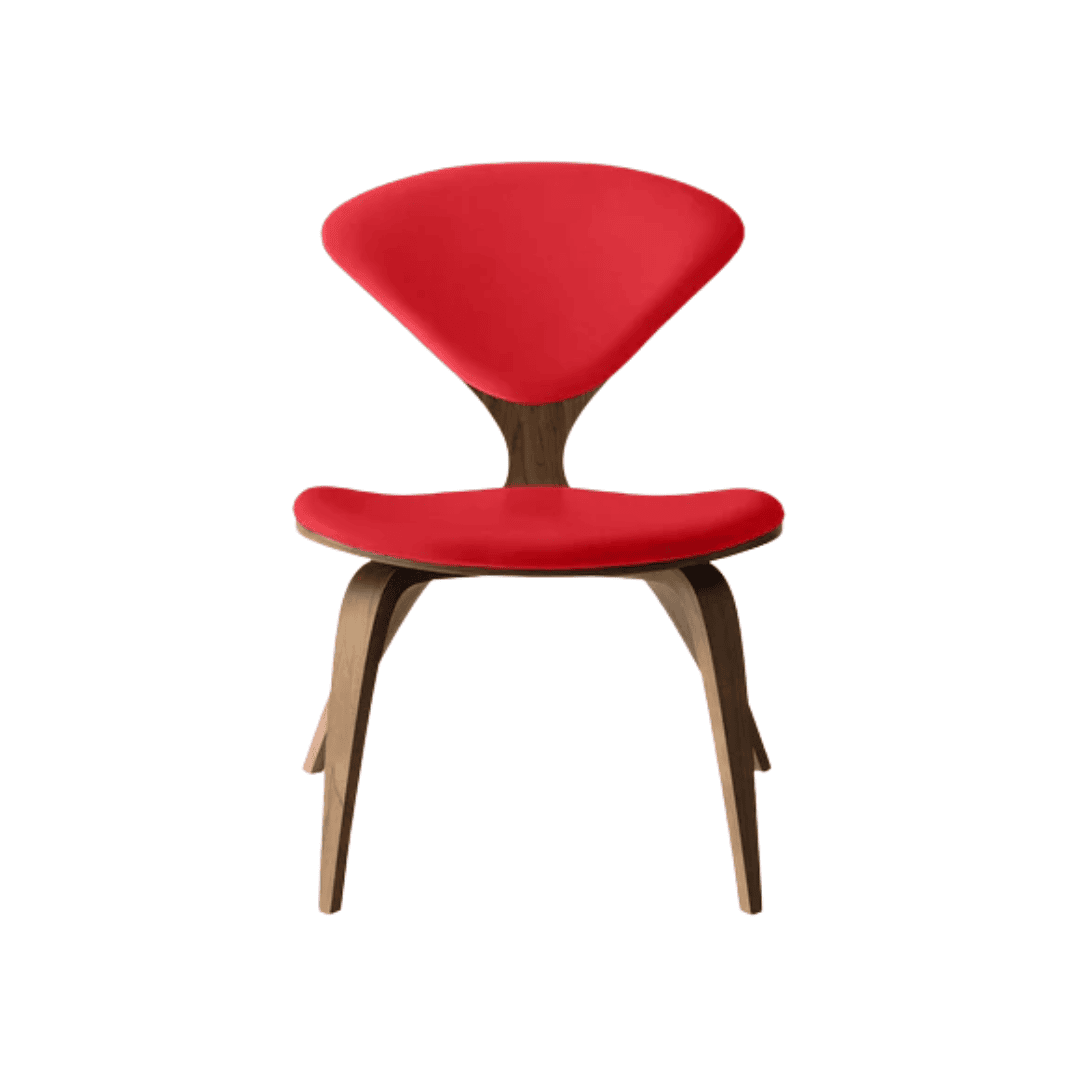 Red Cherner Lounge Side Chair with curved bentwood frame