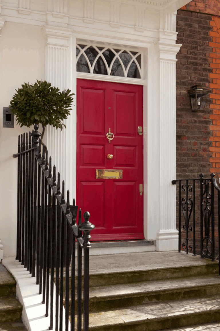 Classic red door on a home