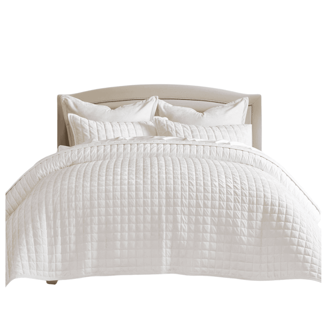 white quilt comforter neutral bedroom staging checklist layered bedding