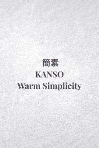 Neutral textured graphic with the title Kanso — Warm Simplicity