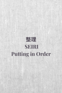 Soft grey textured graphic with the title Seiri — Putting in Order.