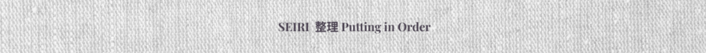 Soft grey textured banner with the title Seiri — Putting in Order