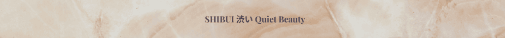 Warm marble-textured banner with the title Shibui — Quiet Beauty.