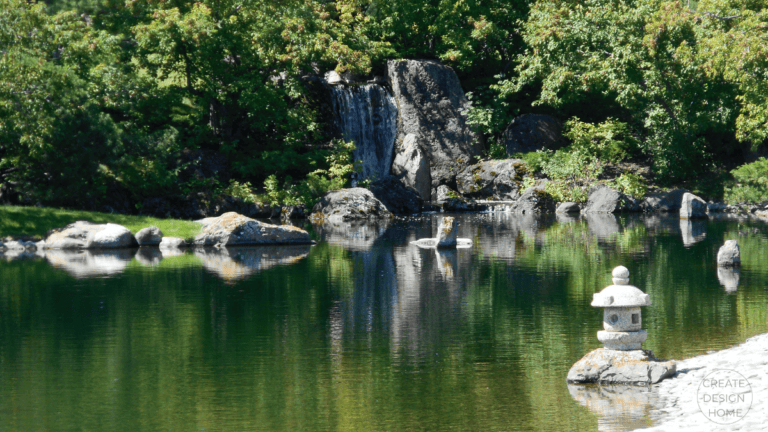 Peaceful garden water landscape representing Shibumi, effortless excellence through natural harmony and restraint.