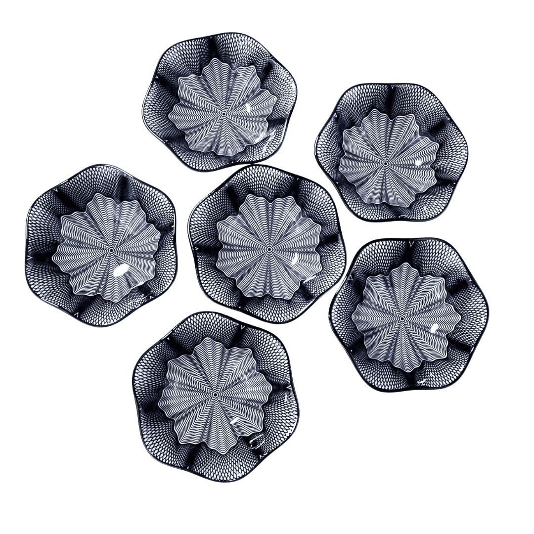 Set of six ceramic Japanese-style soy sauce dishes