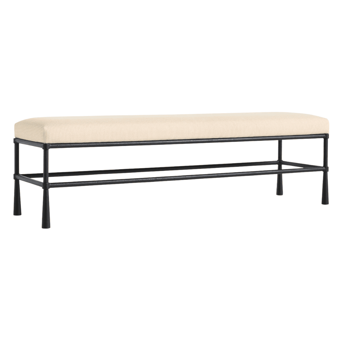 Anthropologie Malta upholstered bench with slim black metal frame