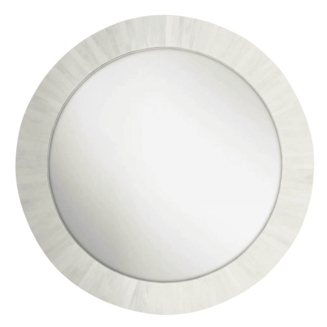 Round bone inlay wall mirror with natural ivory handcrafted frame