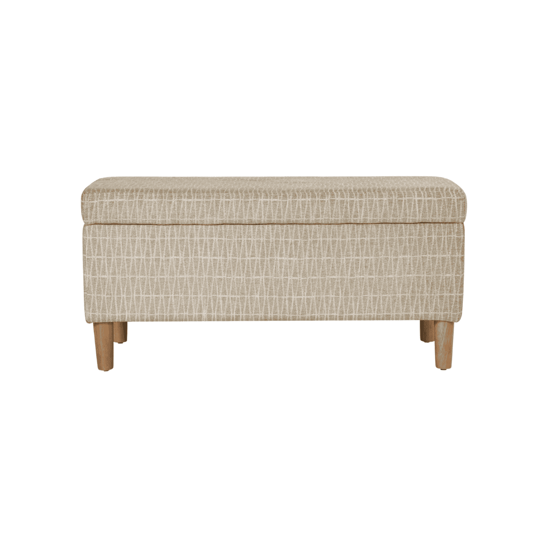 HomePop Malmo woven storage bench with natural wood legs