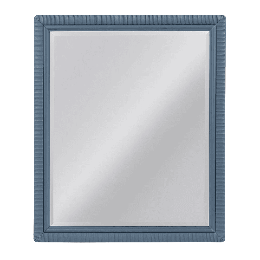 Rectangular rattan wall mirror with woven coastal-inspired frame
