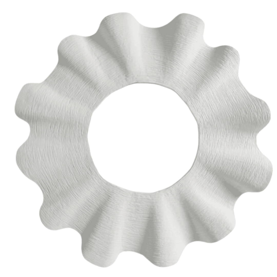 White scalloped wall mirror with sculptural coastal-inspired frame
