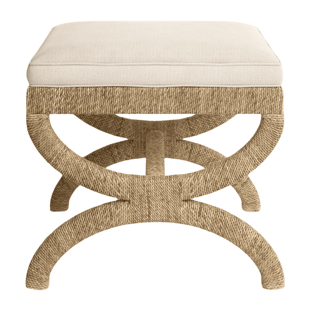 Birch Lane Seri woven seagrass ottoman with sculptural curved base