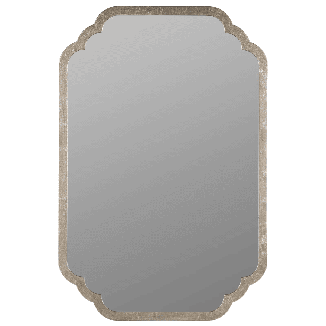 Decorative scalloped wall mirror with antique metallic finish