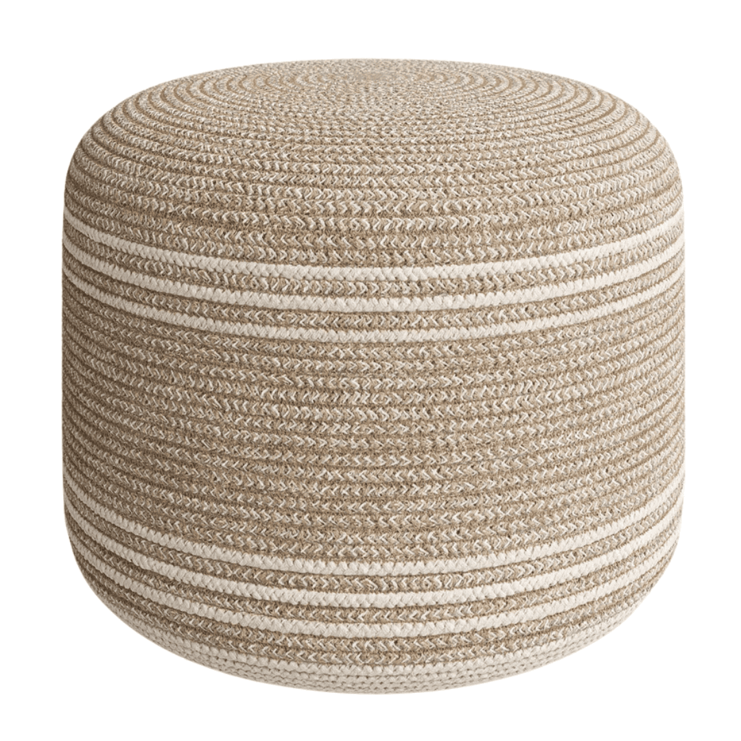 Birch Lane Heatherly round woven pouf with cotton and jute texture