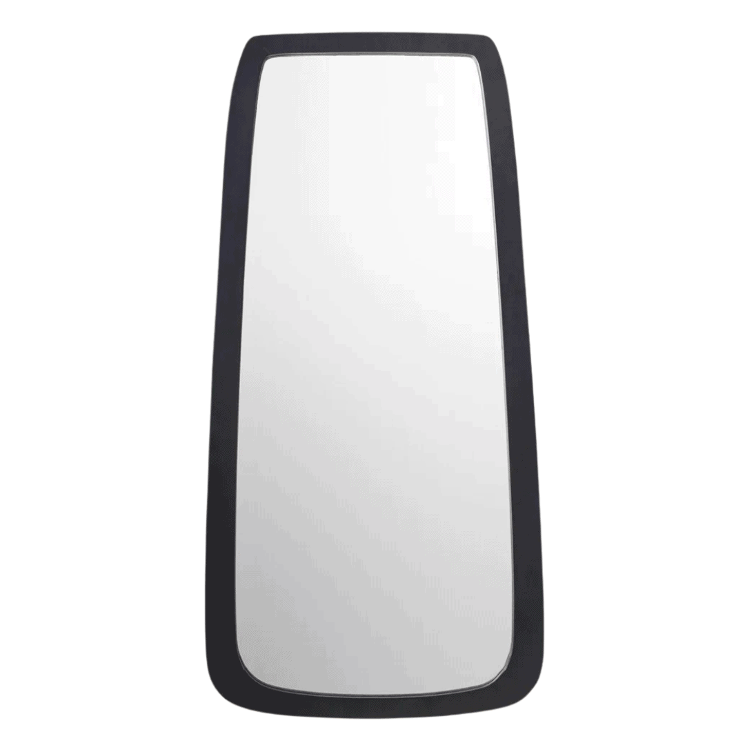 Tall rounded rectangle wall mirror with slim black contemporary frame