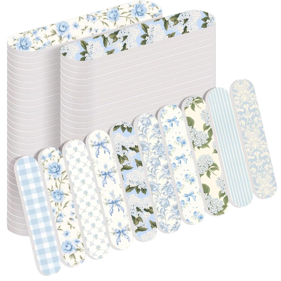 Blue hydrangea floral patterned nail files