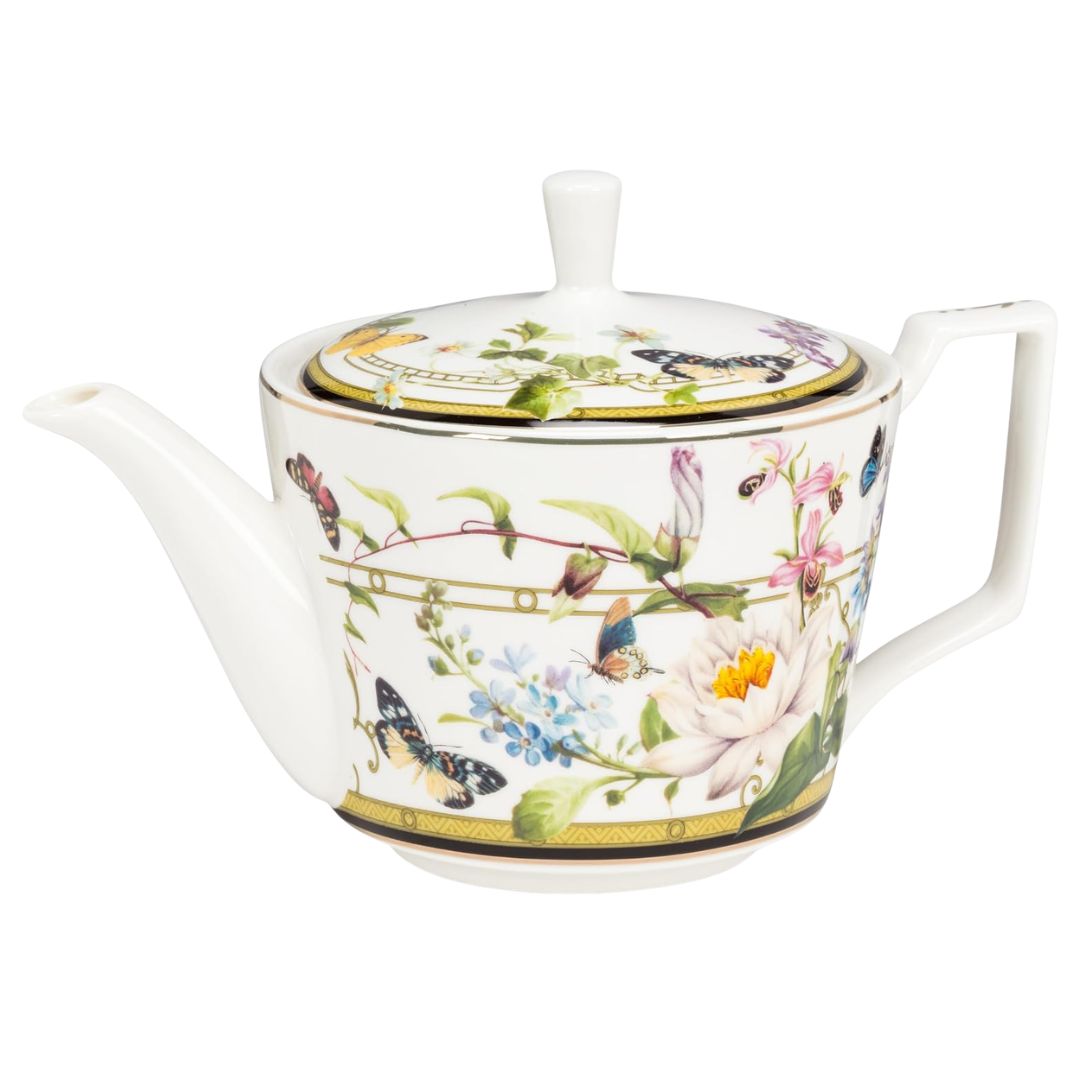 Botanical floral teapot for an English country garden tea party.