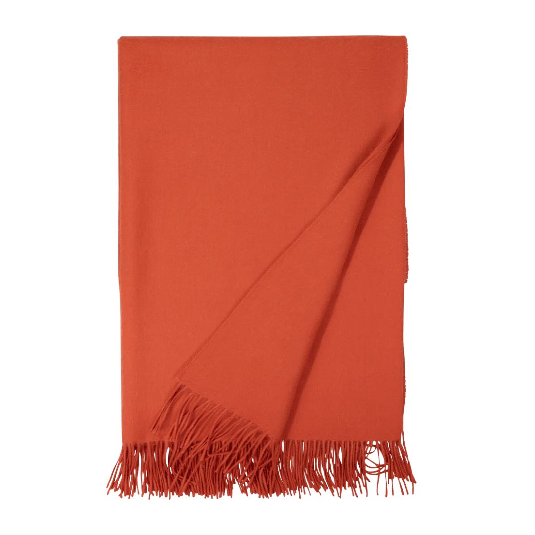Madison Woven baby alpaca throw blanket in rust orange