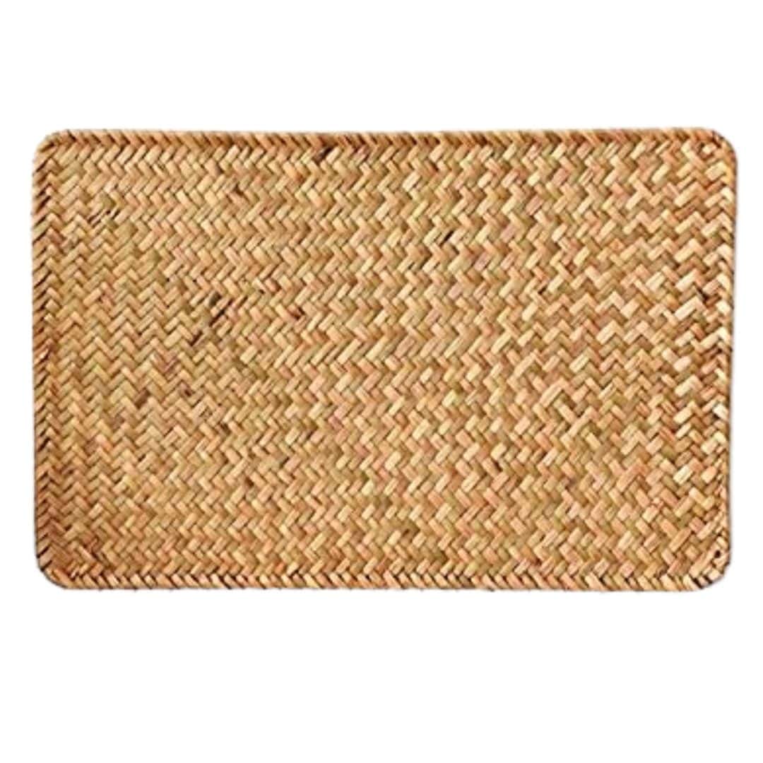 Natural woven seagrass rectangular placemats