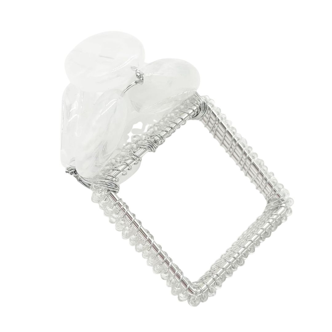 White pebble stone beaded napkin rings