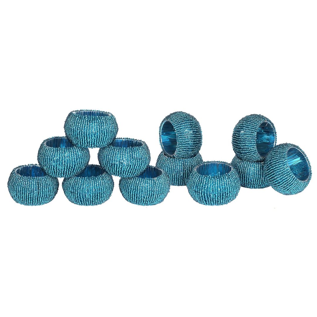 Blue beaded napkin rings for summer table settings