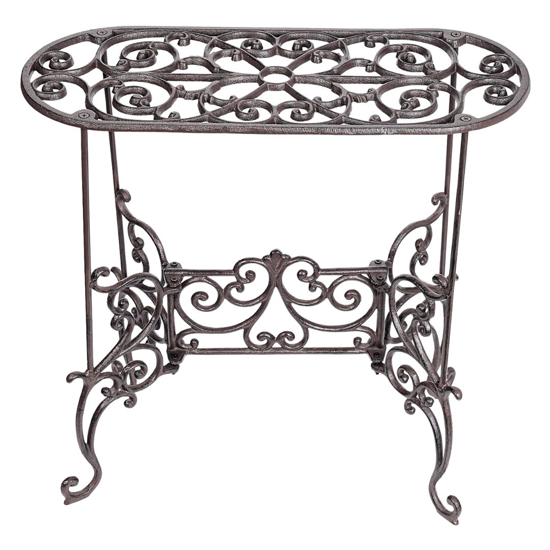 Decorative cast iron outdoor console table for entertaining